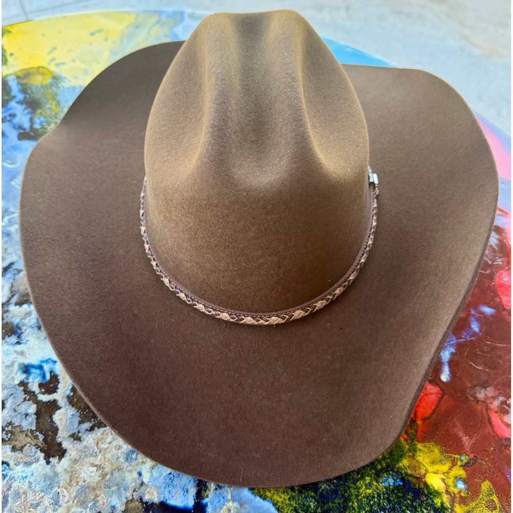 Justin XX Brown Wool Felt Western Cowboy Hat 7 1/2 Braided Hatband